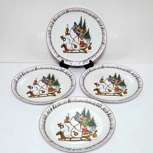 NEW RARE Williams Sonoma Set of 4 Grinch Plates 9" Porcelain